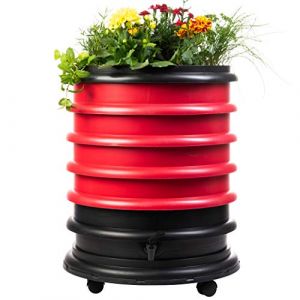 WORMbox | Lombricomposteur 4 Plateaux Rouge + Jardini&egrave;re | 64 litres | Compostez Vos d&eacute;chets organiques, Les vers de Terre/lombrics produisent du lombricompost (Ferme du Moutta, neuf)