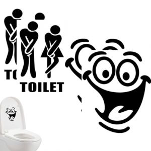 EORPAVU Stickers abattant WC 4 feuilles d'autocollants de salle de bain, autocollants de toilettes rigolos, autocollants de décoration murale, autocollants autocollants (HE CHANGYUAN, neuf)