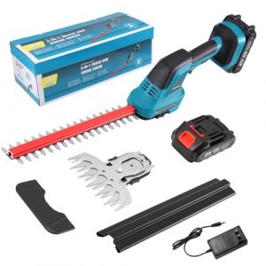 Taille-Haie &agrave; Batterie, 2 en 1 Taille Haie &Eacute;lectrique AVCE Cisaille Gazon et Arbuste, Portable Coupe Bordure sans Fil avec 21V/1,5Ah Batterie x2 et Chargeur, Taille-Arbuste L&eacute;ger pour Jardin Pelouse (CMYTFOS LIMITED, neuf)
