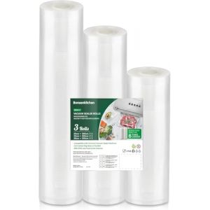Bonsenkitchen Sacs Sous Vide Alimentaire, 3 Rouleaux 20|25|28x300cm Sacs Sous Vide, pour Machines de Mise Sous Vide et Cuisson Sous Vide, Sans BPA, VB3217 (Mrbon EU, neuf)