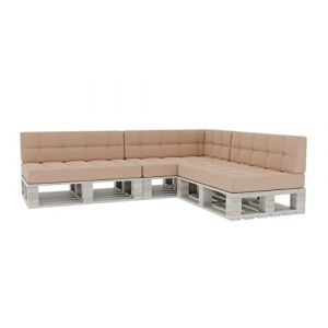 Coussin pour Palette Coussin d'assise Dossier piqué PFG 3xSet (Coussin d'assise 120x80 +Dossier 120x40), Beige (FavreShop, neuf)