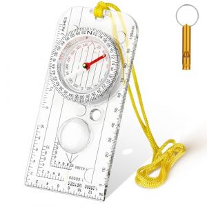 Flintronic Boussole de Navigation, Boussole d'orientation, Boussole Randonnée avec Cordon, étanche, avec Déclinaison Réglable, pour Lecture Carte Expédition, Navigation, Course Orientation, Jaune (flintronic, neuf)