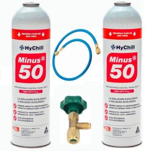 REPORSHOP - 2 bouteilles de gaz écologique Minus 50 375 g + valve + tuyau de remplacement R22 R404a R407C R502 Freeze Organico (ReporShop, neuf)