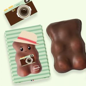 Ourson Guimauve XL | Guimauve Vanille enrobé de Chocolat Lait ou Noir | Anniversaire Remerciement Fête des Pères Plaisir d'offrir Saint Valentin Fête des Mères Pâques Noël (Photographe, Chocolat Lait) (CHOCODIC Maître artisan chocolatier depuis 1995, neuf
