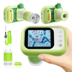 OUTACT Appareil Photo Dinosaure de Poche pour Enfants, Microscope Num&eacute;rique avec &eacute;cran LCD 2,4, Zoom 1000X, Prend en Charge Les Fonctions Photo et Vid&eacute;o, Cadeaux d'anniversaire pour 4 &agrave; 12 Ans (OUTACT Boutique Officielle ZE, neuf)