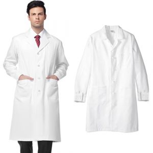 KEWUF Blouse Blanche Chimie Lycee laboratoire Blouse Medicale blanc manches longues Blouse medicale, blouse blanche collège, blouse chimie lycee, blouse blanche - Poignets boutonnés, XXL (VicFENG001, neuf)