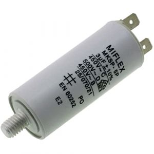 Miflex Condensateur de d&eacute;marrage Condensateur Moteur 3 &micro;F 450 V 25 x 58 mm connecteur M8 3 &micro;F (Topalli, neuf)