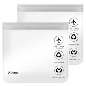 Aucuu Trousse de Toilette Transparente Femme, 20x20cm Kit Voyage Avion Cabine Sac &agrave; Liquide 1L Pochette Transparente Voyage, Sac de Voyages Transparent Trousse pour Liquides Femmes & Hommes (Aucuu&reg;-EU, neuf)