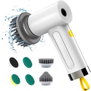 Brosse de nettoyage &eacute;lectrique, Spin Scrubber pour salle de bain et joints, brosse de nettoyage pour la maison avec 5 t&ecirc;tes de brosse, 2 modes, parfait pour nettoyer en profondeur le carrelage, la (TwoFiftyLANA, neuf)