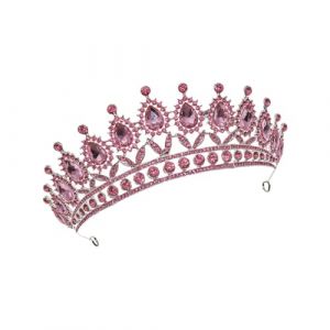 FRCOLOR Couronne En Strass Rose Couronnes Bijoux Accessoire De Cheveux De Mariage Coiffe En Coiffe De Cérémonie De Mariage Couronne De Princesse Perle Strass Mariage Coiffe De (Laners, neuf)