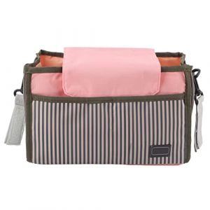 Zerodis Sac de Rangement Multi-fonction pour Landau Poussette Bébé Sac à Langer Maman Sac Organisateur Bandoulière de Poussette Attachable Universel Nouveau-né Stuff Collection (粉色) (Amoq313, neuf)