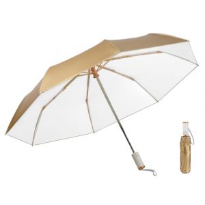 LCY Parapluie automatique, parasol avec protection UV, pliable, petit, l&eacute;ger, compact, dor&eacute;, taille unique, Blanc., One Size (JinYuan, neuf)