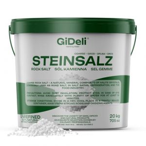GiDeli Gros sel gemme 20 kg naturel non raffin&eacute; sans additifs pour salle de bain, nourriture, refroidissement routier (Posh Sp. z o.o., neuf)