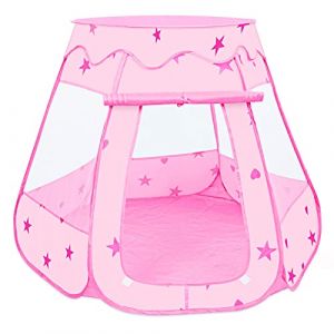 Tente de Jeu pour Enfants, 115 x 93cm Piscines à Boules Pliable, Pop Up Cubby House Ball Pit Pool, Toddler Jouets Cadeaux avec Sac de Rangement (Balles Non Comprises) - Rose (Ambesty Shop, neuf)