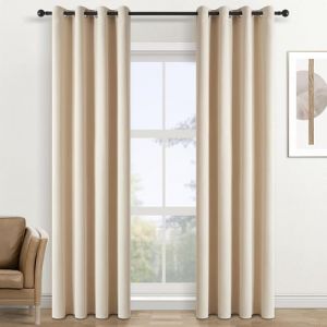 Topfinel Rideau Occultant, 2 Panneaux Rideau Thermique Isolant Décoratif, Anti Bruit et Anti Froid à Oeillets Rideaux pour Salon, Chambre Enfant ou Adulte, Cuisine (140 x 245cm, Beige Écru) (NoledarEU, neuf)