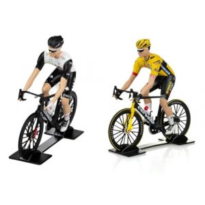 OPO 10 - Lot de 2 Figurines Coureurs Cyclistes Tour de France 2023 Pogacar vs Vingegaard- Compatible avec SOLIDO 1/18 - TDF20-23 (easy-shop-express, neuf)