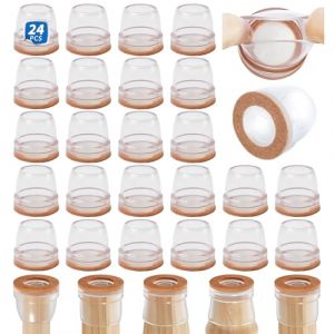 Ezprotekt Protection Pied de Chaise Clair, 21-25mm Patins pour Chaises en Silicone avec Feutre épaissi, 24 pièces Petit Patin de Chaise Protections Tampon de Sol, réduire Les Rayures (Ezprotekt-FR, neuf)