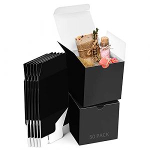 Belle Vous Boite Cadeau Noire (Lot de 50) - Boite Papier Kraft Noir 7,5 x 7,5 x 7,5 cm - Boite Carton Noire Emballage Cadeau Facile à Assembler pour Fêtes, Anniversaires, Mariages (Tinyyo Europe, neuf)