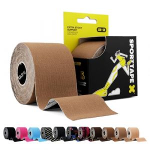 SPORTTAPE Bande kinésiologique - Marron Clair - 5 cm x 5 m | Bande de kiné et strapping sportif pour genou, épaule, cheville, dos | Étanche, hypoallergénique, soutien musculaire et articulaire (SPORTTAPE, neuf)