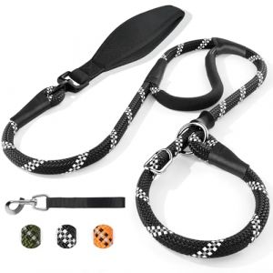 X XBEN Laisse Chien avec Stop Int&eacute;Gr&eacute;, 180cm R&eacute;Fl&eacute;Chissant Longe pour Chien avec Poign&eacute;E Confortable R&eacute;Sistante Convient Aux Chiens De Moyenne Et Grande Taille, 12mm, Noir (XiBei-EU, neuf)