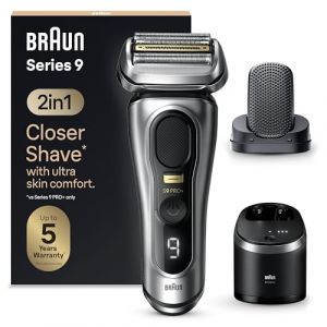 Braun Series 9 PRO+ 9597cc, Rasoir &Eacute;lectrique Pour Homme, Syst&egrave;me 2-En-1 Avec T&ecirc;te De Massage ProComfort Pour Pr&eacute;-Rasage, Station SmartCare, &Eacute;tanche, 60 Min D'autonomie, Fabriqu&eacute; En Allemagne, Argent (JT-SmartShop, neuf)