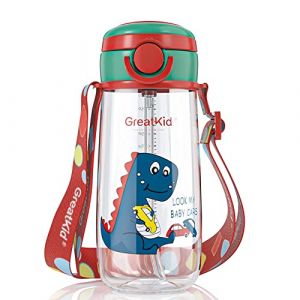 Bunnytoo Gourde Enfant avec Paille 500ml,Gourde Enfant avec Capuchon et Poignée - Système Anti-Gouttes et Étanche - Nettoyage Facile - Gourde Anti-Fuite Enfant - Plastique sans BPA - Rouge (Bunnytoo Shop, neuf)