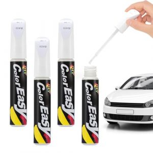 Pardofelis 4 Pi&egrave;ces Stylo Peinture Voiture, 12ml Retouche Peinture Voiture, Peinture R&eacute;paration Voiture, Stylo de R&eacute;paration Peinture pour R&eacute;paration Rayures Voiture - Blanc (Lion-EU, neuf)
