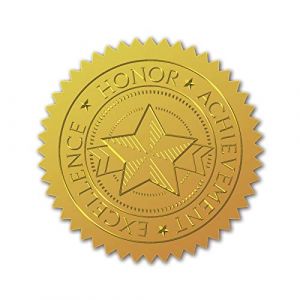 CRASPIRE 100 pièces en Relief Feuille D'Or Certificat Sceaux Autocollants Auto-Adhésifs Médaille Décoration Autocollants Certification Diplôme Sceaux D'Entreprise Sceaux (RÉALISATION D'HONNEUR) (CRASPIRE FR, neuf)