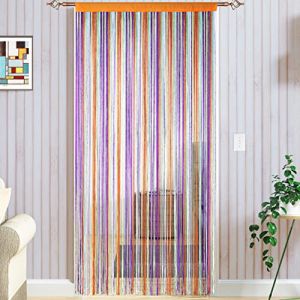 Rideaux &agrave; cordes style spaghetti Taiyuhomes faits &agrave; la main - Divise-pi&egrave;ces multifonctions - Grillage-moustiquaire pour fen&ecirc;tres et portes, Rainbow, 90x200cm (William Taiyu, neuf)