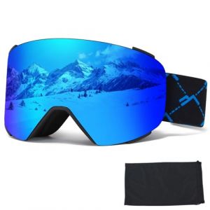 VCOROS Masque de Ski,YH693C Lunettes de Ski OTG pour Unisexes Ajustables Anti Bu&eacute;e Coupe-Vent Anti-UV Lunettes de Snowboard pour Ski (10-REVO Bleu/Noir) (VCOROS EU, neuf)
