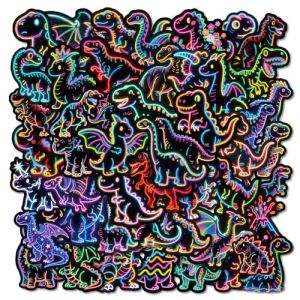 ZXTGBQ Autocollant 224 Pcs Cool Neon Stickers, Autocollant Vinyle Impermeable, Graffiti Neon Stickers pour Scrapbooking, Ordinateur Portable, Skateboard, MacBook, T&eacute;l&eacute;phone etc (ZXTGBQ, neuf)