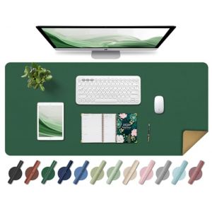 BLESWIN Tapis de Bureau en Cuir, Tapis de Souris Large et Antidérapant, Tapis Protecteur de Bureau Imperméable, Tapis de Bureau pour L'écriture, Tapis Buvard de Bureau Décoratif (Vert Fonce, 90x43CM) (YoursTrust-EU, neuf)