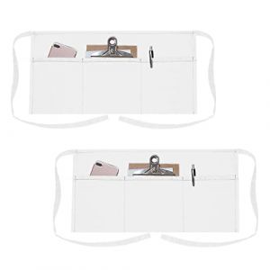 TOPTIE Lot de 2 tabliers de taille serveuse serveur serveur Bistro avec 3 poches, demi-tabliers de chef de cuisine de restaurant, 61 x 30,5 cm H-blanc (Kupaiku, neuf)