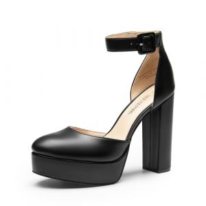 DREAM PAIRS Escarpins Femme Talon Haut Sexy, Chaussures &agrave; Talon Plateforme, Look &Eacute;l&eacute;gant pour Travail, Sortie ou C&eacute;r&eacute;monie Confort et Style,Size 38,Noir-PU,SDPU2419W (dreampairsEU, neuf)