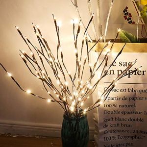FXxswey Lot de 3 arbres lumineux pour l'extérieur et l'intérieur - 20 LED - Étanche - 70 cm - Blanc chaud - Marron - Décoration pour Noël, Pâques, Halloween (brune) (Borkorn, neuf)