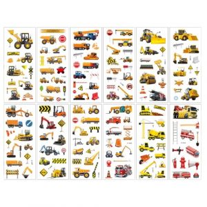 12 Pcs Autocollant Enfant, Autocollant de Camion de Construction Garçon, Stickers Scrapbooking Enfant, Autocollant 3D, Autocollants Enfants Gonflés, pour Sacs de Fête pour Enfants, Récompense Stickers (MXSTORY, neuf)