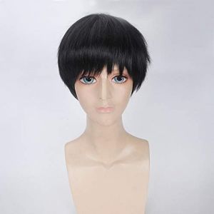 Anime Tokyo Ghoul Ken Kaneki blanc noir perruque courte Cosplay Costume Ken Kaneki résistant à la chaleur cheveux synthétiques hommes Cosplay perruques PL-356 noir (long zhu tang, neuf)