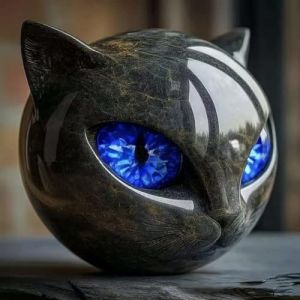 Sculpture De Pierre De Chat Noir, Sculpture Noire De Tête De Chat, Sculptures De Guérison De Cristal Sculptée À La Main, Jolie Décoration De Soulagement Du Stress, Pour La Maison, Le Bureau (C) (LUCKPICK-FR, neuf)