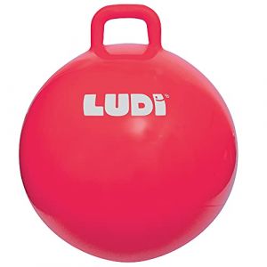 LUDI - Ballon Sauteur XXL Rouge - Jouet sauteur gonflable - Plastique PVC épais et résistant - Développe la motricité - Jouet d'intérieur et extérieur - Diamètre 55 cm - Dès 5 ans (Mon jouet préféré, neuf)