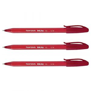 PAPER:MATE Lot de 3 Stylos bille InkJoy 100 Triangulaire à capuchon Pte Moy. Rouge (Stock Bureau Maison Bien-être, neuf)