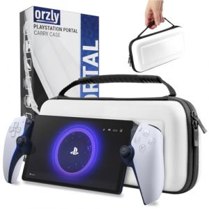 Orzly Étui de transport pour lecteur à distance Playstation Portal, accessoires pour console PS5, protection de voyage et de stockage pour chargeur de casque et plus BLANC/NOIR -Édition coffret cadeau (Syntiga Europe - FR, neuf)