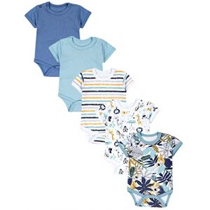 TupTam Body B&eacute;b&eacute; &ndash; Lot de 5 Body B&eacute;b&eacute; Gar&ccedil;on en Coton &ndash; Body B&eacute;b&eacute; 0-3 Mois Respirants et Pratiques, Koala/Safari/Rayures/Vert menthe/Orange/Bleu, 92 (LotteStyle, neuf)