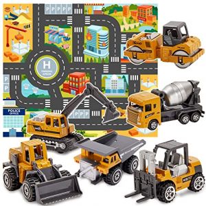 HERSITY Jouet Tracteur Tractopelle Benne en Métal avec Tapis Engins de Chantier Voiture Jouet Miniature Cadeau Enfant Garçon Fille 3 Ans+ (YYTOY, neuf)