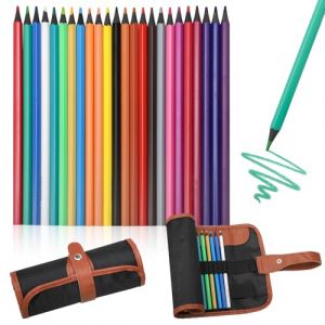 24 Pi&egrave;ces Crayons de Couleur et Sac &agrave; Crayon, Crayons de Couleur pour Adultes, Crayon de Couleurs et Trousse Enroulable pour Gribouiller, Dessiner, Ombrer, Esquisser et Colorier (24 Couleurs) (yuyanlanting, neuf)