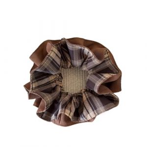 Chouchou En Tissu Chouchou &agrave; cheveux raffin&eacute; en tissu &eacute;cossais double couche (1 pi&egrave;ce) - Accessoire automne/hiver(1pc brown) (kaifengyuye, neuf)