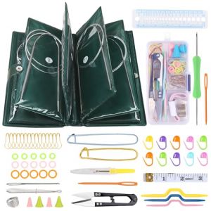 Coopay 120cm Aiguille à Tricoter Circulaire en Métal de 11 Pièces avec Beaucoup Accessoires Tricot et Boîte, 1,5-5,0mm Aiguilles Circulaires Tricot, Kits de Tricot en Rond Pull/Écharpe/Manche/Layette (YutongTech, neuf)