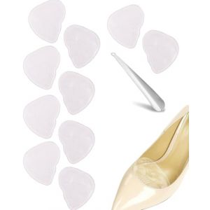 QLEUIFT 5 Paires Demi Semelles Coussinet, Semelles Coussinet Plantaires, Demi Semelle Silicone Avant Pied pour Les Femmes Porter Les Chaussures à Talons Hauts, avec 1 Chausse-Pied (QLEUIFT, neuf)