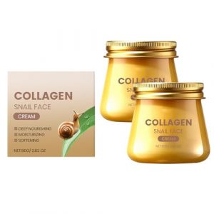 Cr&egrave;me visage au collag&egrave;ne d'escargot - Soin hydratant anti-&acirc;ge r&eacute;parateur et rajeunissant &agrave; la mucine d'escargot et &agrave; l'acide hyaluronique - Cr&egrave;me raffermissante et &eacute;claircissante pour les rides (2) (QK-LINK, neuf)