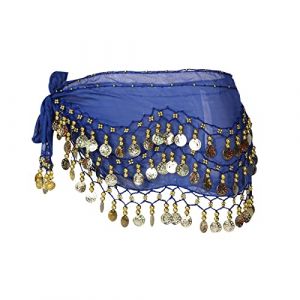 Ceinture Danse Orientale Femme, Écharpes de Hanche de Danse du Ventre Fille Foulard Belly Dance Foulard à Sequins Doré Écharpe Déguisement Mousseline de Soie, pour Scène, Anniversaire, Fête, 1 Pièce (CUTTY, neuf)