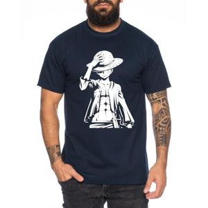 Ruffy Stand - T-Shirt Homme Chapeau de Paille Luffy Zoro One Monkey D. Pirate Ace Piece Goku Anime Ruffy, Taille:XXL, Couleur:Bleu foncé (TeeKiki, neuf)